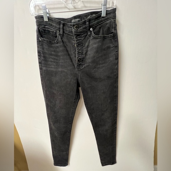 BANANA REPUBLIC PREMIUM DENIM BLACK WASHED JEANS. HIGH RISE SKINNY SIZE 27 (10) - Picture 1 of 11